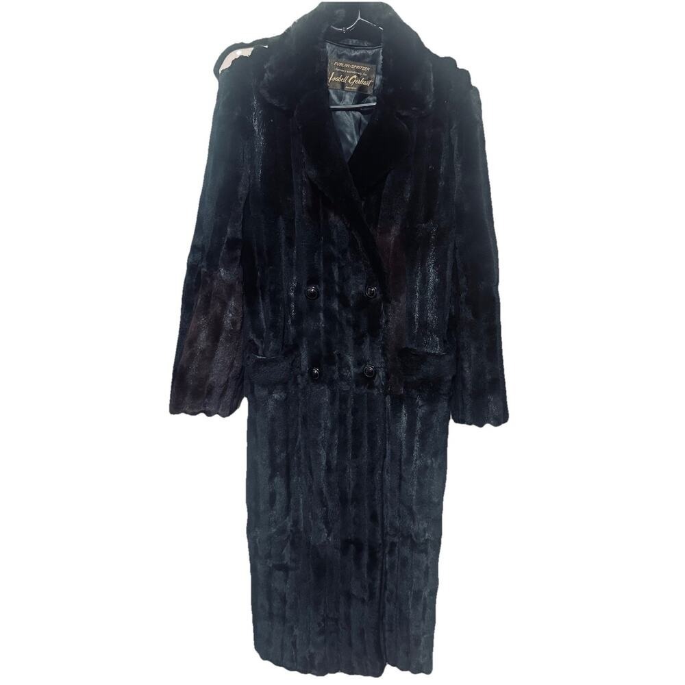 Vintage Long Black Fur Mink Coat Furlan Spritzer Furriers Isabell Gerhart sz L